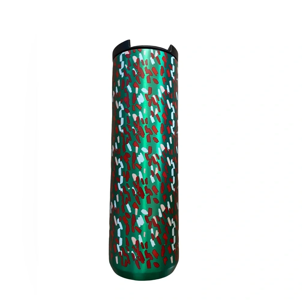 Starbucks HOLIDAY‎ 2019 Green Confetti Stainless Steel Tumbler Flip-Top 16oz